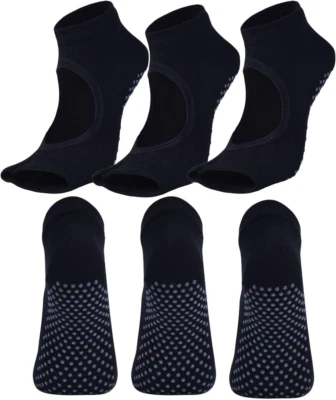LEMON GIRL 2/3 Pairs Non-Slip Yoga Socks for Women Toeless Pilates Socks Ideal f
