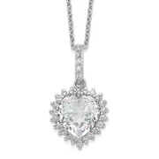 Sterling Silver Cheryl M Rhodium-Plated Fancy 100-Facet And Brilliant-Cut Cz Heart 18.5 Inch Necklace