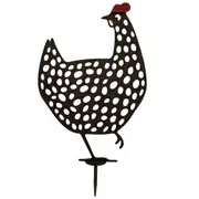 LVD Metal Hen Cluck Ornament Sculpture Home/Garden Lawn Decor 40cm Black