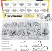 Keadic 300PCS Cotter Pin Hair Pin Assortment Kit | Zinc Plated Steel Hitch Pin R Clips Fastener Set | 12 Different Sizes Fit for Various Hitch Pin Lock System