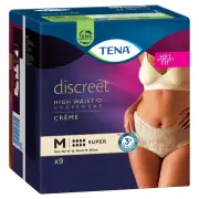 Tena Discreet High Waist Underwear Creme Super (M) X 9 (Limit 4 per order)