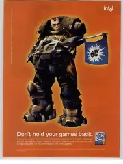 Unreal Tournament Juggernaut Photo 2002 Intel Pentium 4 Vintage Print Ad