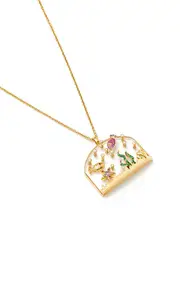 [Yvonne Leon] Aquarium 9K Yellow Gold Multi-Stone Pendant