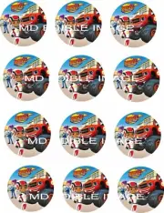 Blaze and the Monster Machines Edible Rice paper Image Cupcake Toppers 12 x 2"