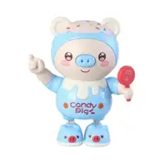 Jtgg Upgraded Electronic Pets Pig Dancing Toy Doll, Electric Lighting Music Twisting Swing Left and Right Walking Blue