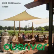New 3x3M Square Sun Shade Sail 160gsm Waterproof Polyester Garden Awning Canopy