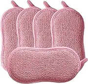 Kitchen Scrub Sponges, Non-Scratch Dishwashing Sponge, Durable Multi-Purpose Bamboo Fiber Dishcloths for Cleaning Dishes, pots and Pans, Utensils 4Pack