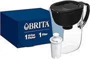 Brita Large Water Filter Pitcher for Tap and Drinking Water with SmartLight Filter Change Indicator + 1 Standard Filter, Lasts 2 Months, 10-Cup Capacity, Men and Women, Black
