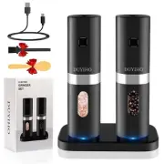 Rechargeable Electric Salt and Pepper Grinder Set with Double Charging Base, ...