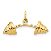 10k Yellow Gold Solid Barbell Charm