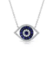 Sabrina Designs 14K 0.61 ct. tw. Diamond & Sapphire Evil Eye Necklace