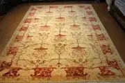 9'x12 Top Quality Handmade NATURAL WOOL rug, Light green, gold. vegetable dye