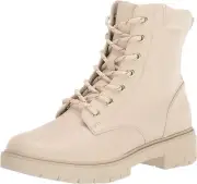 Dr. Scholl's Women's Headstart Mid Shaft Combat Boots White Faux Leather Sz 8.5