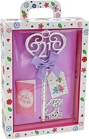 Widdle Gifts Ltd Age 21 Girl Female Keepsake Key & Bright Presentation Box with Satin Finish - 21st Birthday Gift