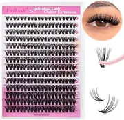 Lash Clusters DIY Eyelash Extensions 175 Clusters Lashes D Curl 0.07 Natural Individual Lash Extensions Mixed Tray False Eyelashes Soft & Strong Thin Band DIY at Home (F24+F25-0.07D, 8-16mm)
