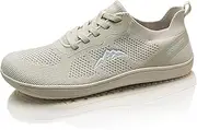 [WateLves] Wide Barefoot Shoes Women's Barefoot Shoes Men's Minimalist Trail Running Shoes Lightweight Breathable Walking Shoes Fitness Shoes, Beige, 7 AU