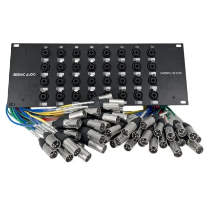 32 Channel XLR TRS Combo Splitter Snake Cable - 3' and 10' XLR trunks