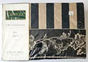 Croscill Bordeaux King Sheet Set Cotton Fitted Flat Pillowcase NEW Black Regency