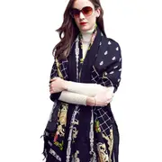 ANYYOU 100% Pure Merino Wool Black Netting Pattern Stylish Poncho Winter Large Scarf With Trendy Pashmina Shawl Bandana For Womenfashion Design
