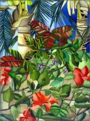 Tropical Tile Mural Daniels Floral Art Ceramic Backsplash RD002