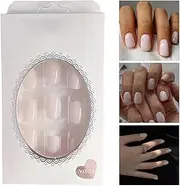 Short Nails - Press Nails, 24 Set False Nails With Designs | French Nails Artificial Nails Stick Nails, Girls Daily Decoration Nail French Almond, Removable False Kit for Women Nail