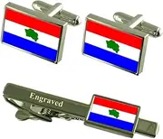 [Select Gifts] President Kennedy City Espirito Holy Flag State Cufflinks Engraved Tie Clip