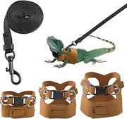 Maxqzin 3 Pack Bearded Dragon Harness and Leash, Adjustable Leash and Harness Set with Bite-Resistant Drawstring for Lizards and Other Small Reptiles (3 Sizes)