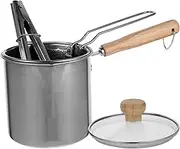 KOCKSHION 1Set Stainless Steel Deep Fryer Pot Multi Purpose Frying Pot with Food Tong Easy to Heat Transfer Suitable for Home and Restaurant Use