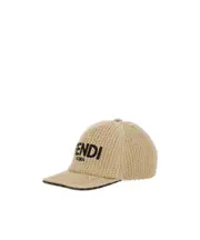 Fendi Kids Logo Embroidered Woven Cap 9Y,1,2,3,14Y,9A beige