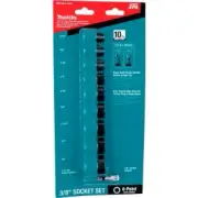 Makita XPS Socket Set w/ Std Socket Adapter 10 Pc. 3/8"" Drive 6pt SAE Makita
