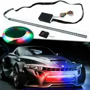 7 Color RGB 48SMD LED Knight Rider Strip Under Hood Behind Grille Light Bar 24''