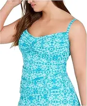 [BLEU|ROD BEATTIE] Bleu by Rod Beattie Womens Plus Tie-Dye Underwire Tankini Swim Top