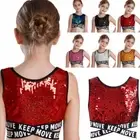 Kid Girls Shiny Metallic Sleeveless Crop Top Athletic Hip-hop Jazz Dancing Party