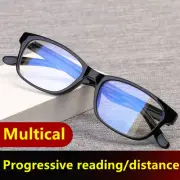 Black Anti-fatigue Progressive Multifocal Reading Glasses Men Dual-use Magnifier