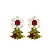 Nevenka Pair of Christmas Tree Snowflake Earrings for Womens Girls Holiday Gifts