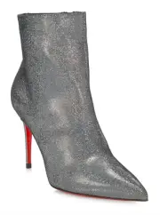 Christian Louboutin So Kate Booty 85 Silver Suede Disco Queen Ankle Heel Boot 42
