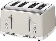 Russell Hobbs Stone Textured 4 Slice toaster, RHT64STN, 6 Intensity Settings, Defrost and Reheat Functions, Lift and Look, Neutral Stone