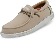 [Hey Dude] Men's Wally Wash | Men’s Shoes Lace Up Loafers Comfortable & Light-Weight, Washed Tan, 9