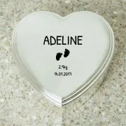 Personalised Baby Feet Heart Shape Trinket Box
