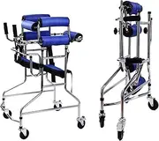 Walker for Children with Cerebral Palsy, Medical Rehabilitation Trainer Standing Walker, Collapsible Height Adjustable with Seat