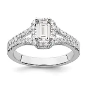 0.50ct. CZ Solid Real 14K White Gold Emerald Halo Engagement Ring