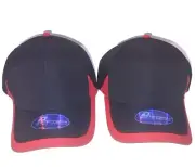 Lot of 2 - Sportsman Caps Hats Adjustable Running Athletic Cool Wick Red Black