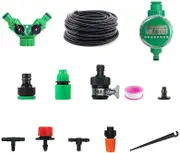202PC 50M Hose Garden Irrigation System Timer Plant Watering DIY Micro Drip Kits