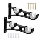 Curtain Rod Holder,Double Curtain Brackets Wall Mount Curtain Rod Hook for Wall