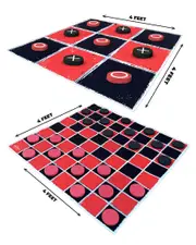 SWOOC Games 2-in-1 Vintage Giant Checkers & Tic Tac Toe Game