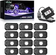 YiLaie RGB Rock Lights for Truck, 12 Pods Multi Color LED Rock Lights kit, with Phone App/Remote Control & Music Mode High Bright Rock Lights, Waterproof Wheel Well Light for Pickup ATV RZR UTV SUV