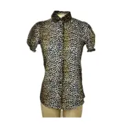 NWT D&G Dolce Gabbana leopard animal print cotton short sleeves top blouse XS