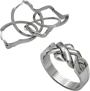 [OFLIUM] 4 Band Puzzle ring 925 sterling Silver Braided Knott interlocking women men unique gift ring all size