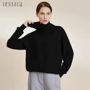 【JESSICA】舒適親膚羊絨羊毛百搭高領針織衫224354（黑）