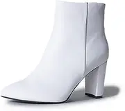[J. Adams] Women's Wallice Ankle Booties - Chic Pointed Toe Block Heel Boots with Side Zipper - Comfortable and Stylish Dress Boots for Everyday Wear